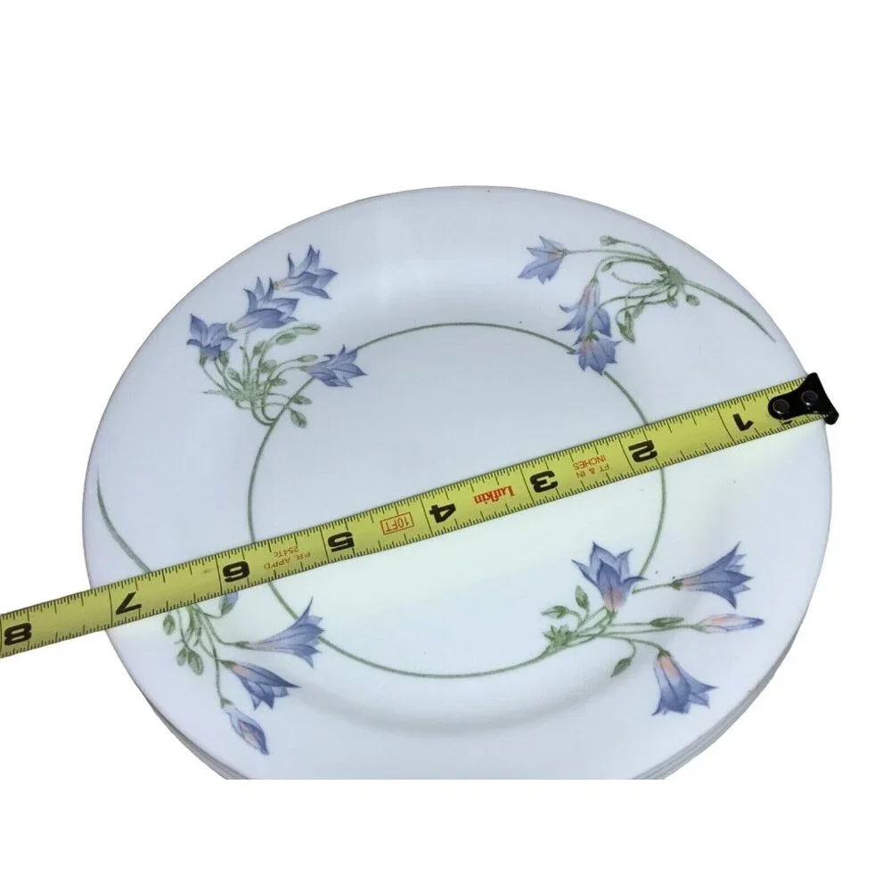 Corelle White Dinner Plate with Blue Floral Bellflower Design
